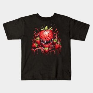 Yummy Fresh Summer Strawberry Fruit Monster Kids T-Shirt